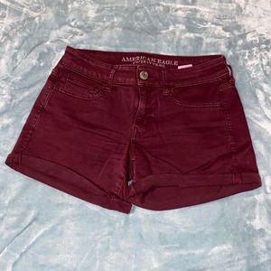 Maroon Jean Shorts